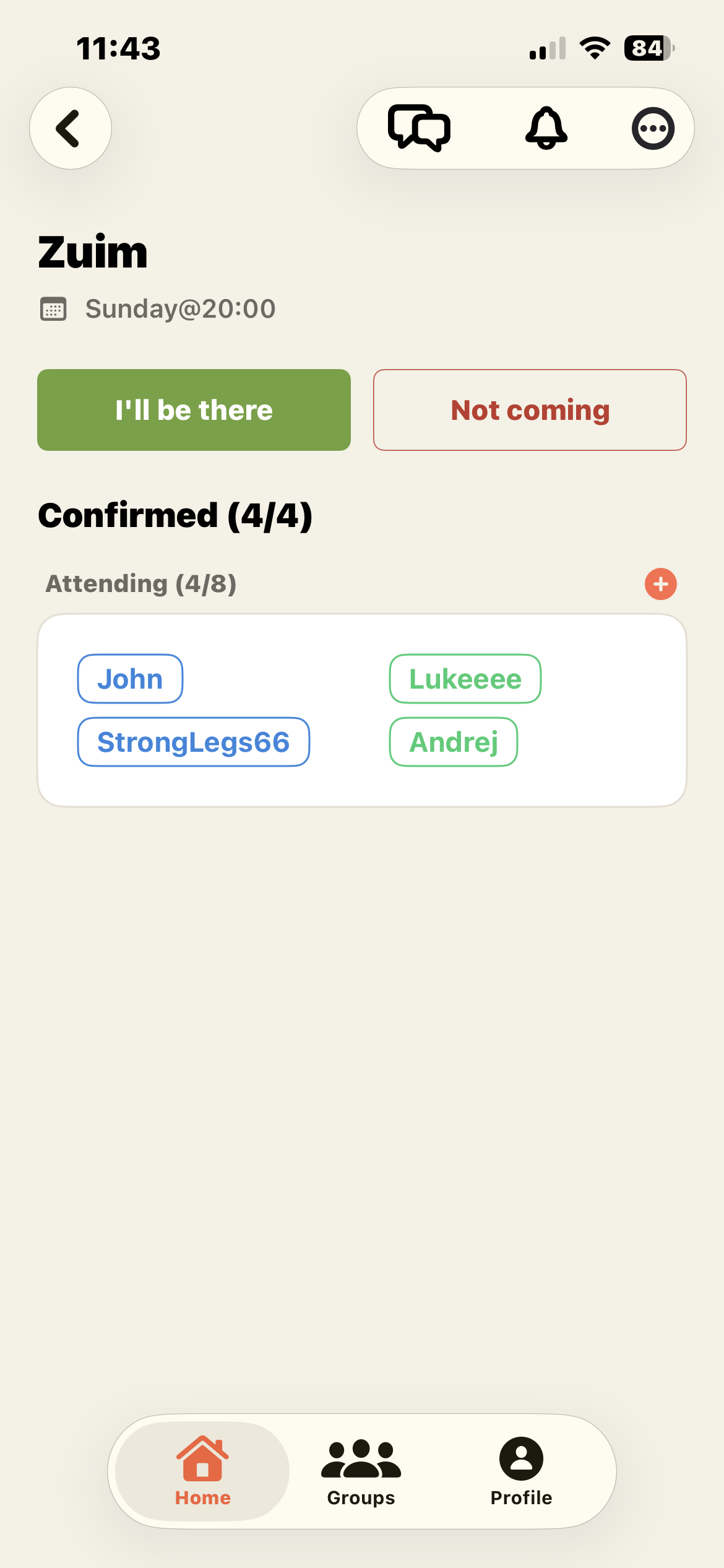 Event RSVP with an auto-split team roster